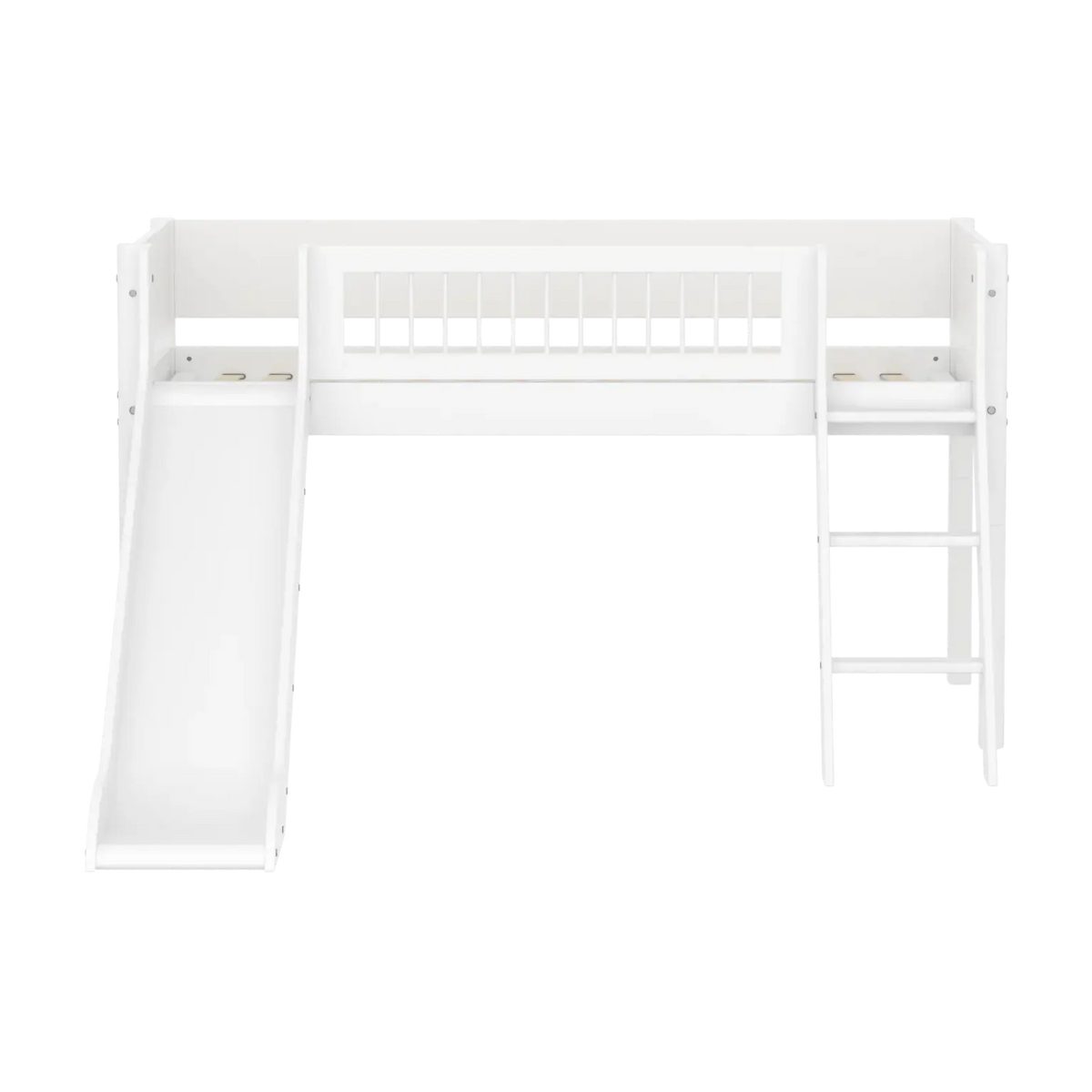 Lit mi-hauteur pour enfant avec toboggan en bois blanc 210x250x120cm White - Flexa — vue 2