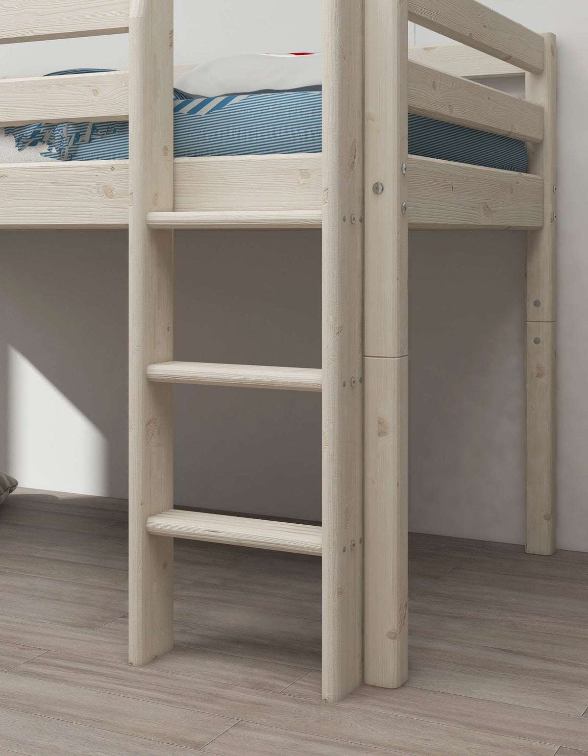 Lit mi-hauteur pour enfant avec toboggan en pin blanc 210x249x120cm Classic - Flexa — vue 3