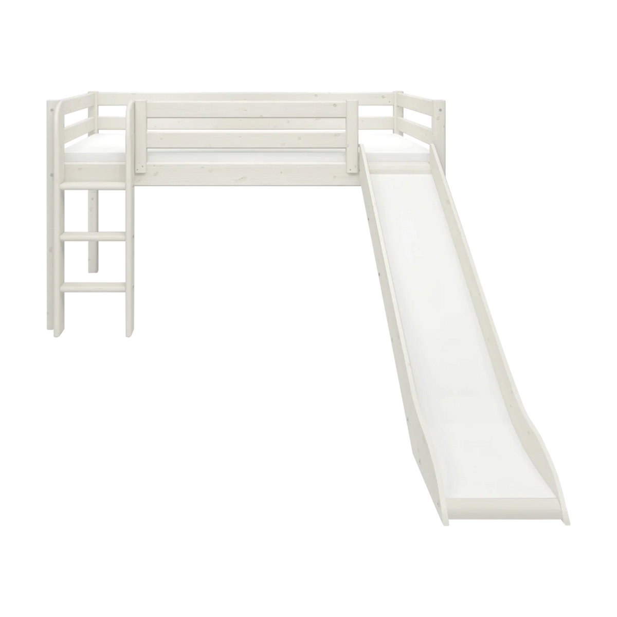 Lit mi-hauteur pour enfant avec toboggan en pin blanc 210x249x120cm Classic - Flexa — vue 6