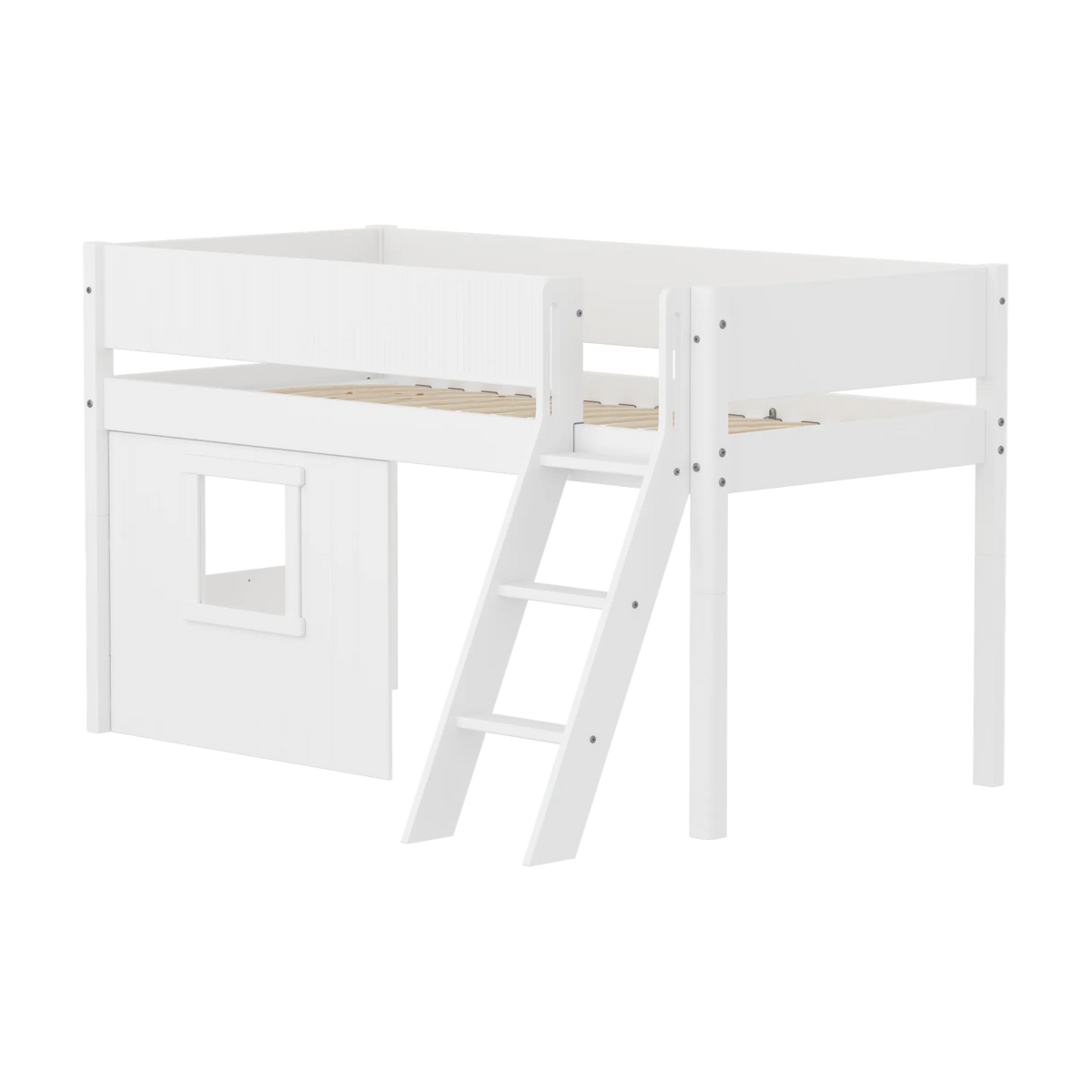 Lit mi-hauteur pour enfant aveccabane en bois blanc 210x151x120cm White - Flexa
