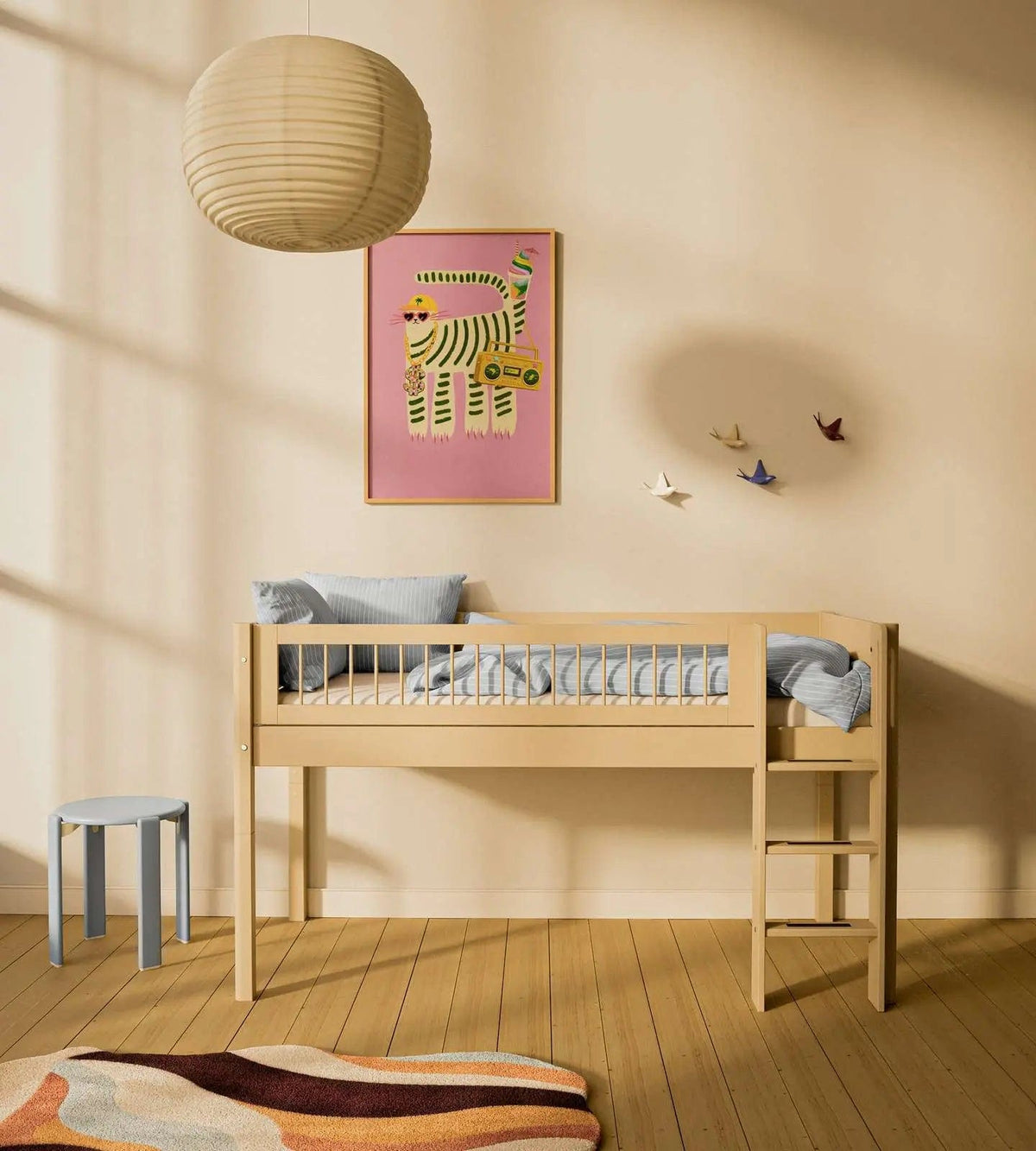 Lit mi-hauteur pour enfant en bois beige 210x109x120cm White - Flexa — vue 2