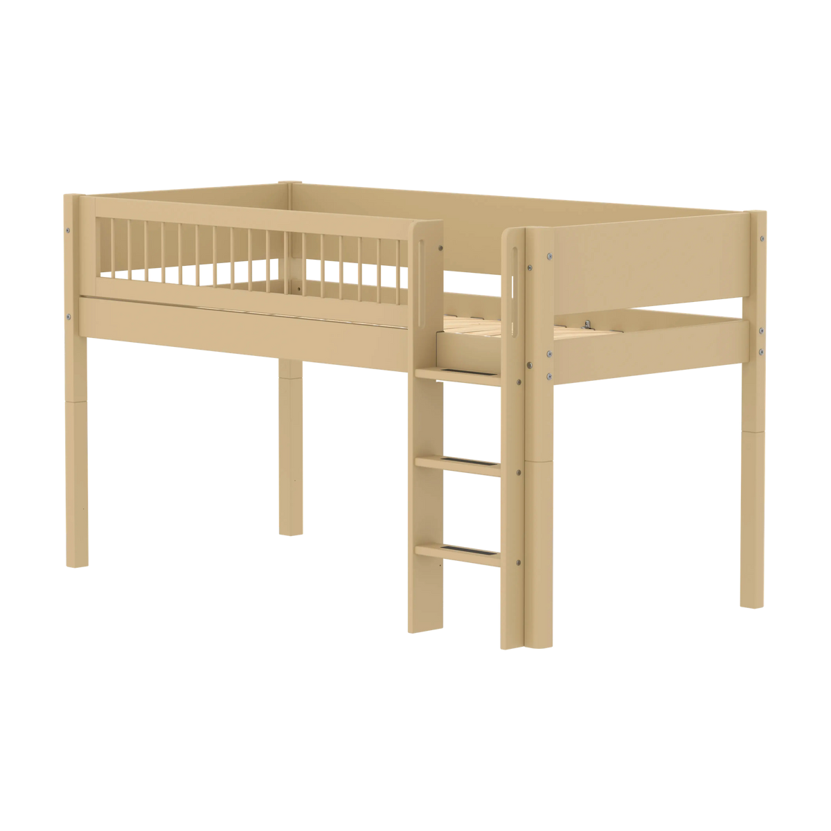 Lit mi-hauteur pour enfant en bois beige 210x109x120cm White - Flexa