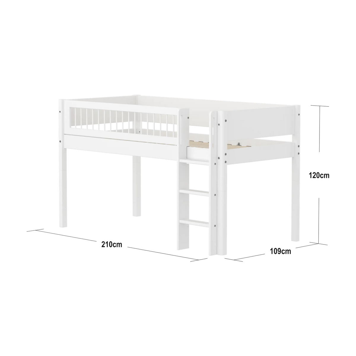Lit mi-hauteur pour enfant en bois blanc 210x109x120cm White - Flexa — vue 10