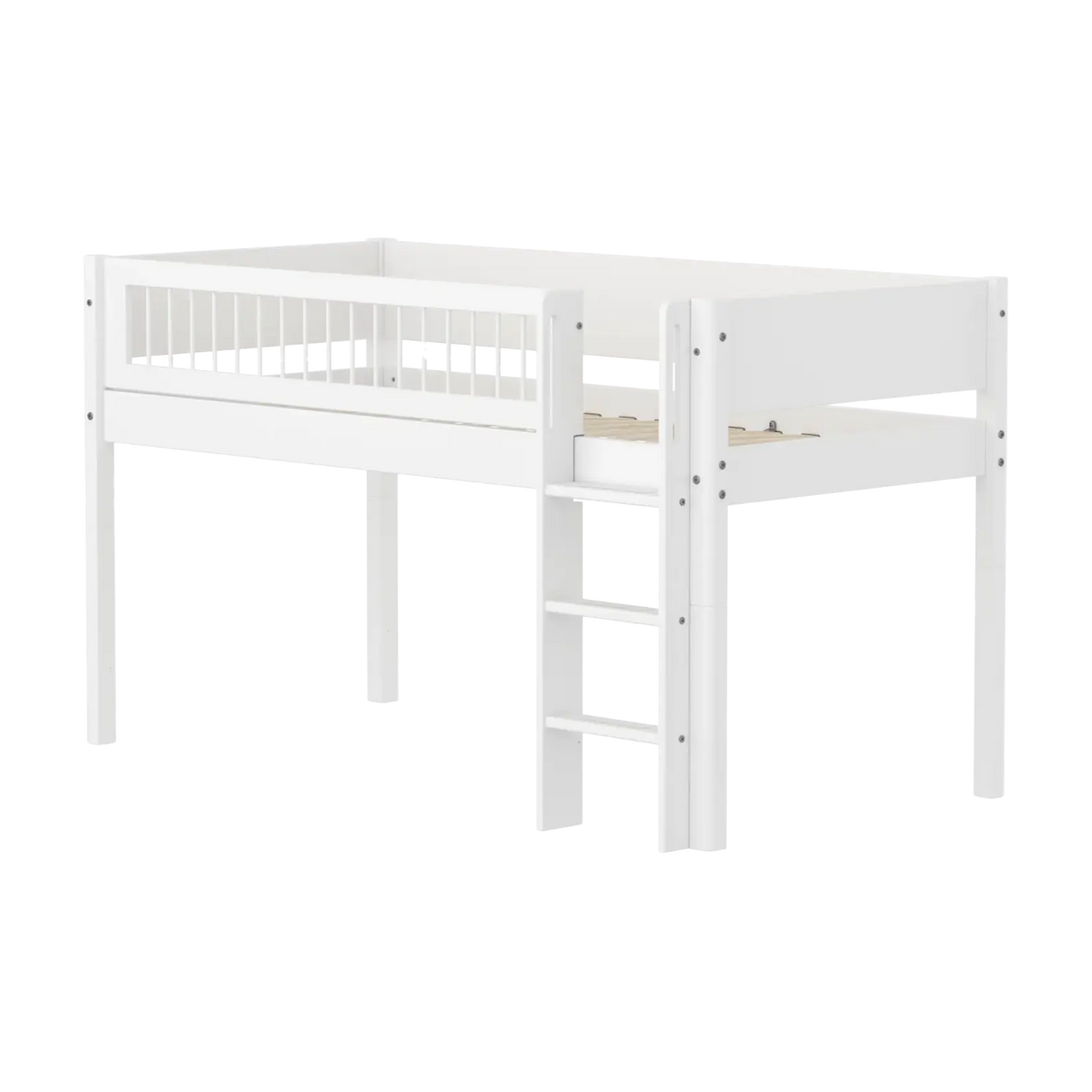 Lit mi-hauteur pour enfant en bois blanc 210x109x120cm White - Flexa