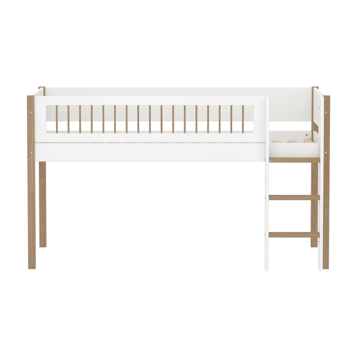 Lit mi-hauteur pour enfant en chêne naturel et bois blanc 208x108,3x120cm Nor - Flexa — vue 11