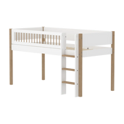 Lit mi-hauteur pour enfant en chêne naturel et bois blanc 208x108,3x120cm Nor - Flexa
