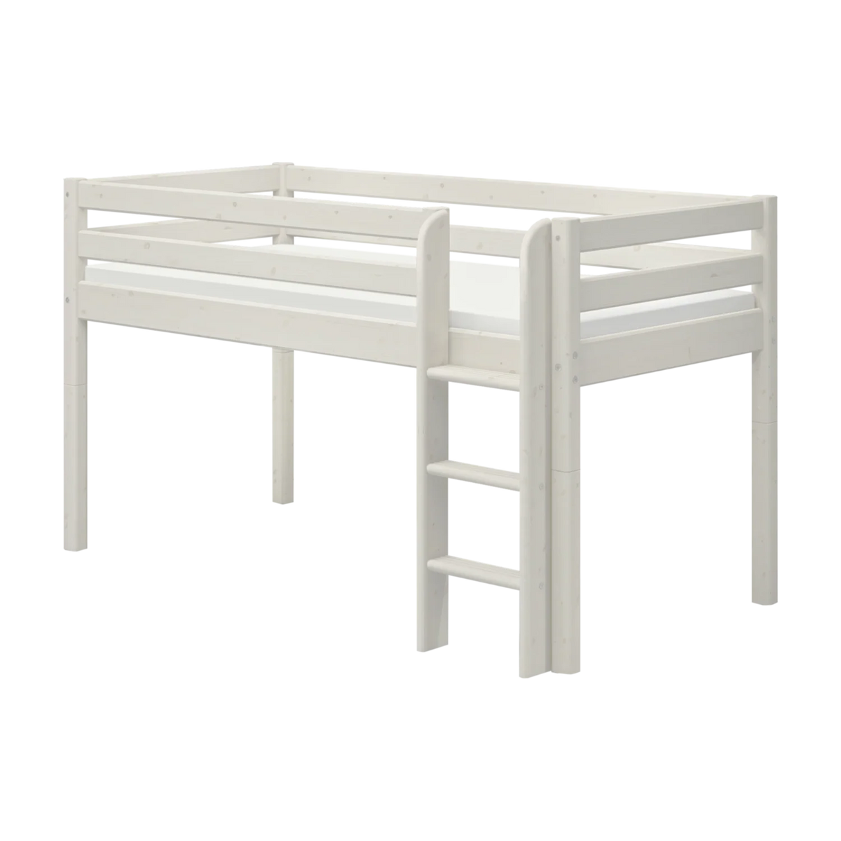 Lit mi-hauteur pour enfant en pin massif blanchi 209,3x110x120cm Classic - Flexa