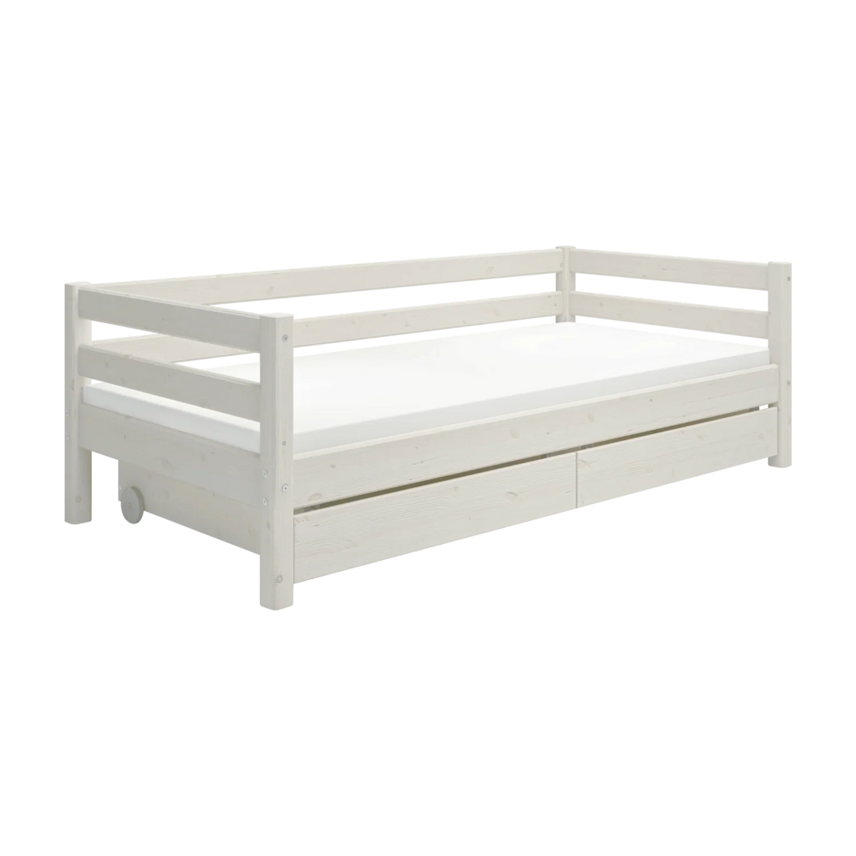 Lit pour enfant à barreaux avec rangements en pin blanc 210x100x66,5cm Classic - Flexa — vue 4