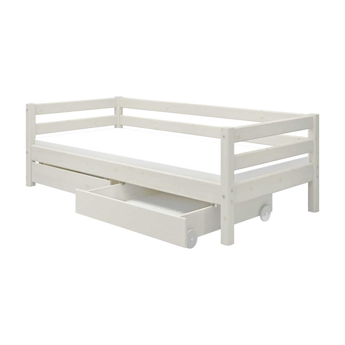 Lit pour enfant à barreaux avec rangements en pin blanc 210x100x66,5cm Classic - Flexa — vue 5