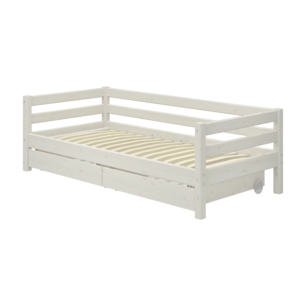 Lit pour enfant à barreaux avec rangements en pin blanc 210x100x66,5cm Classic - Flexa — vue 6