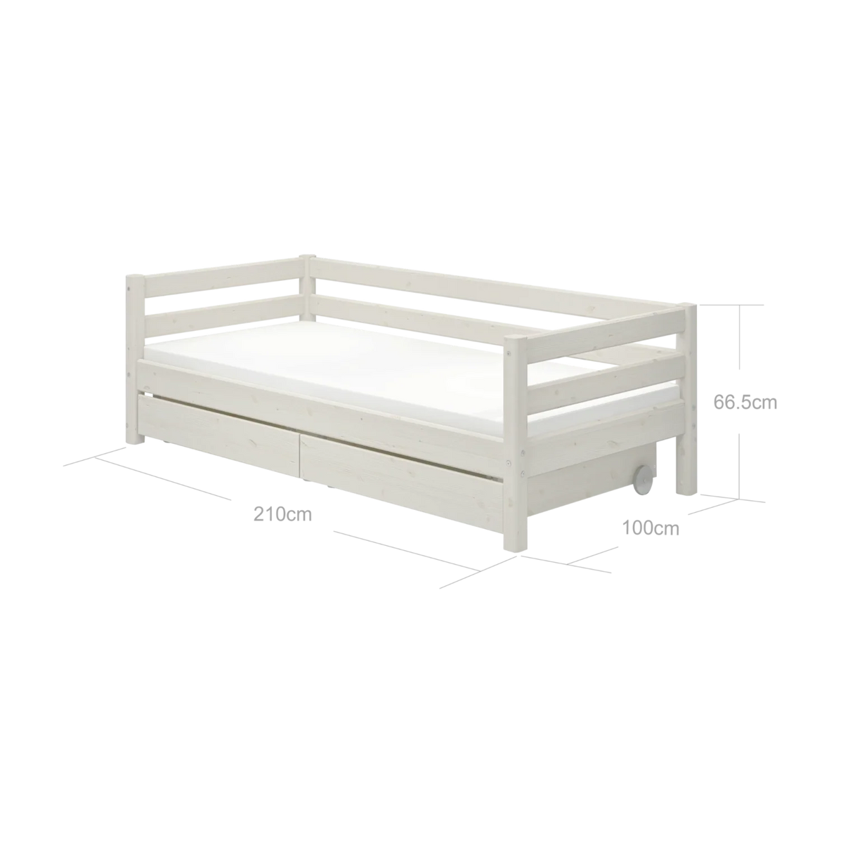 Lit pour enfant à barreaux avec rangements en pin blanc 210x100x66,5cm Classic - Flexa — vue 7