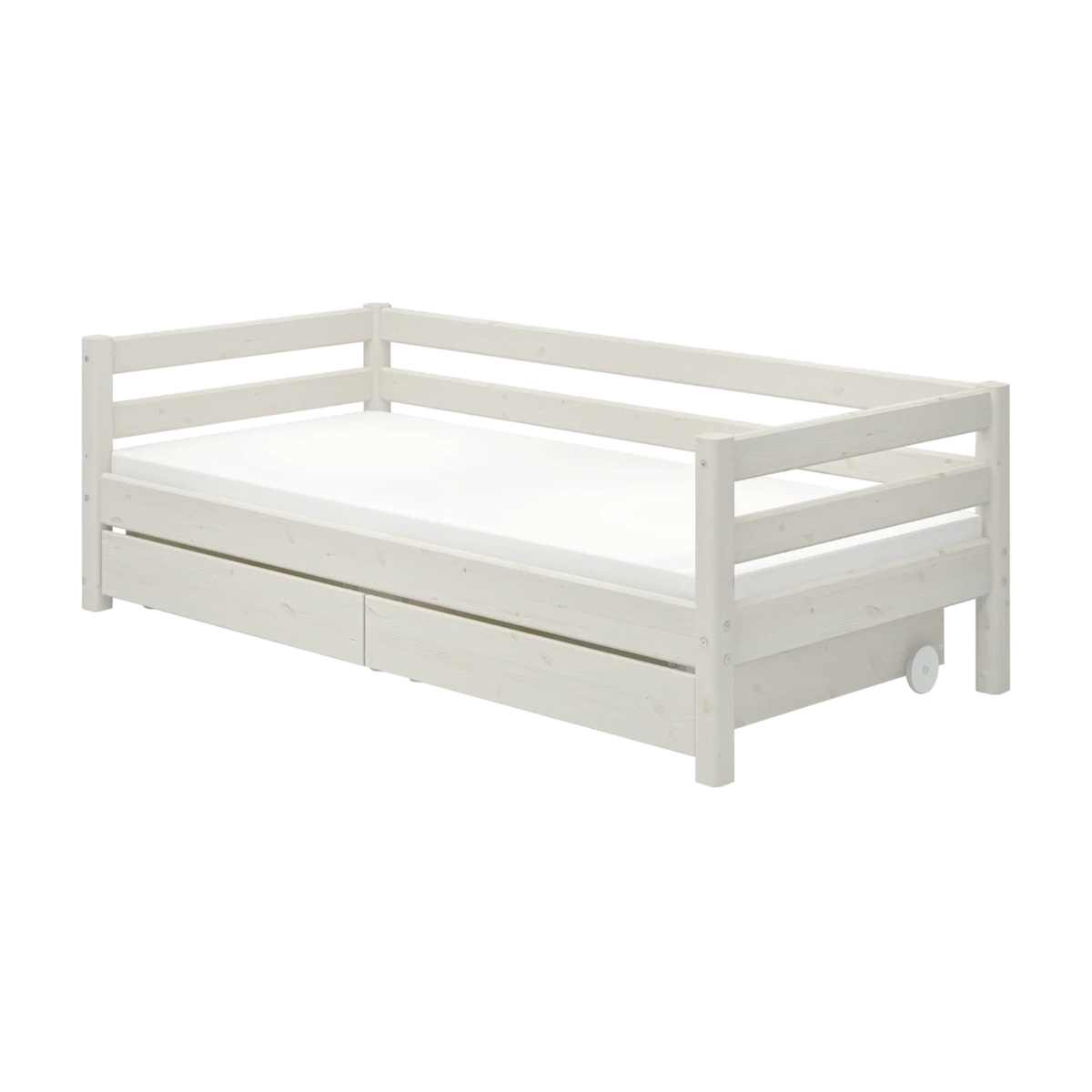 Lit pour enfant à barreaux avec rangements en pin blanc 210x100x66,5cm Classic - Flexa
