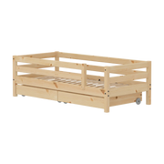 Lit pour enfant à barreaux avec rangements en pin brut marron 210x100x66,5cm Raw Classic - Flexa