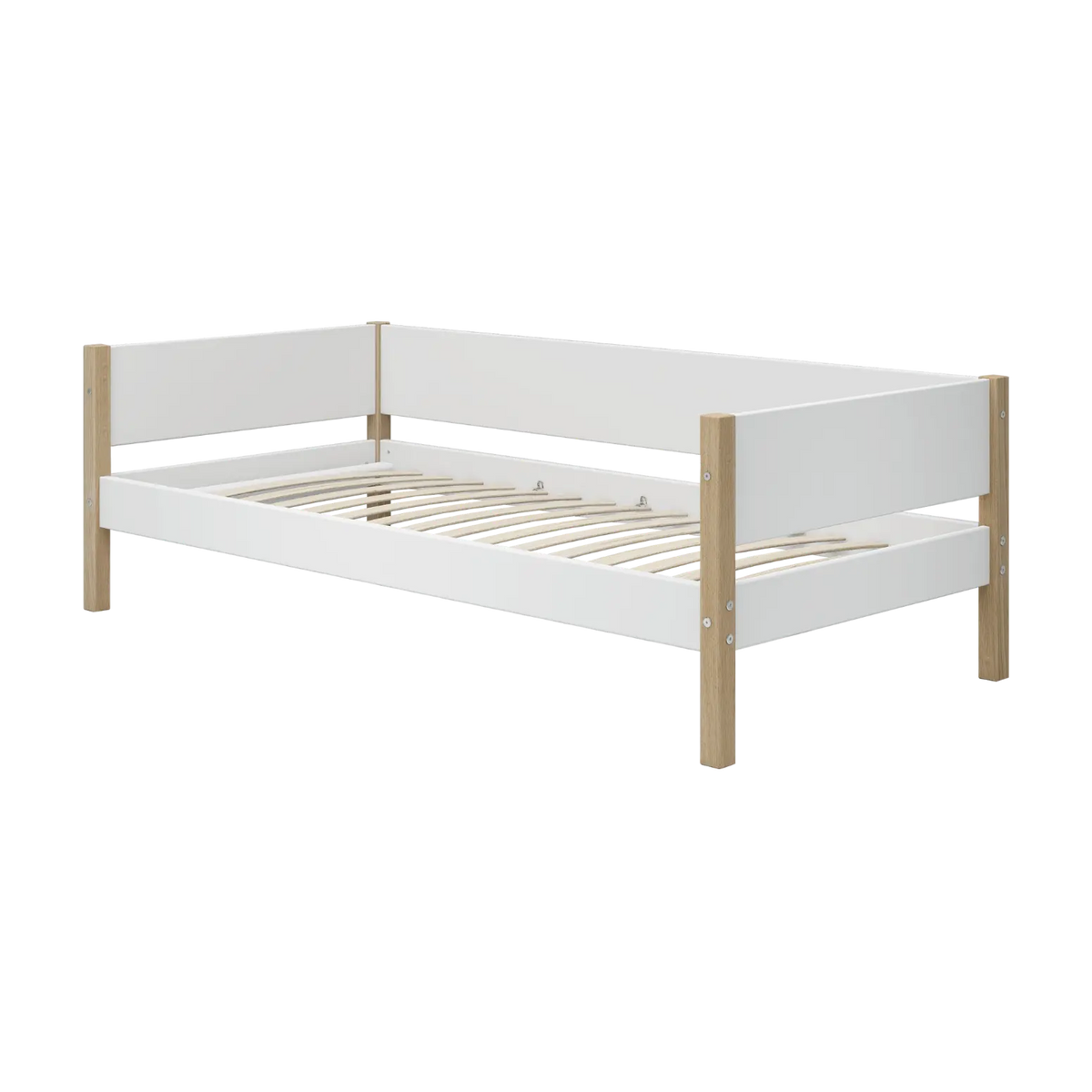 Lit pour enfant à barreaux en chêne naturel et bois blanc 208x99,3x66,5cm Nor - Flexa — vue 3