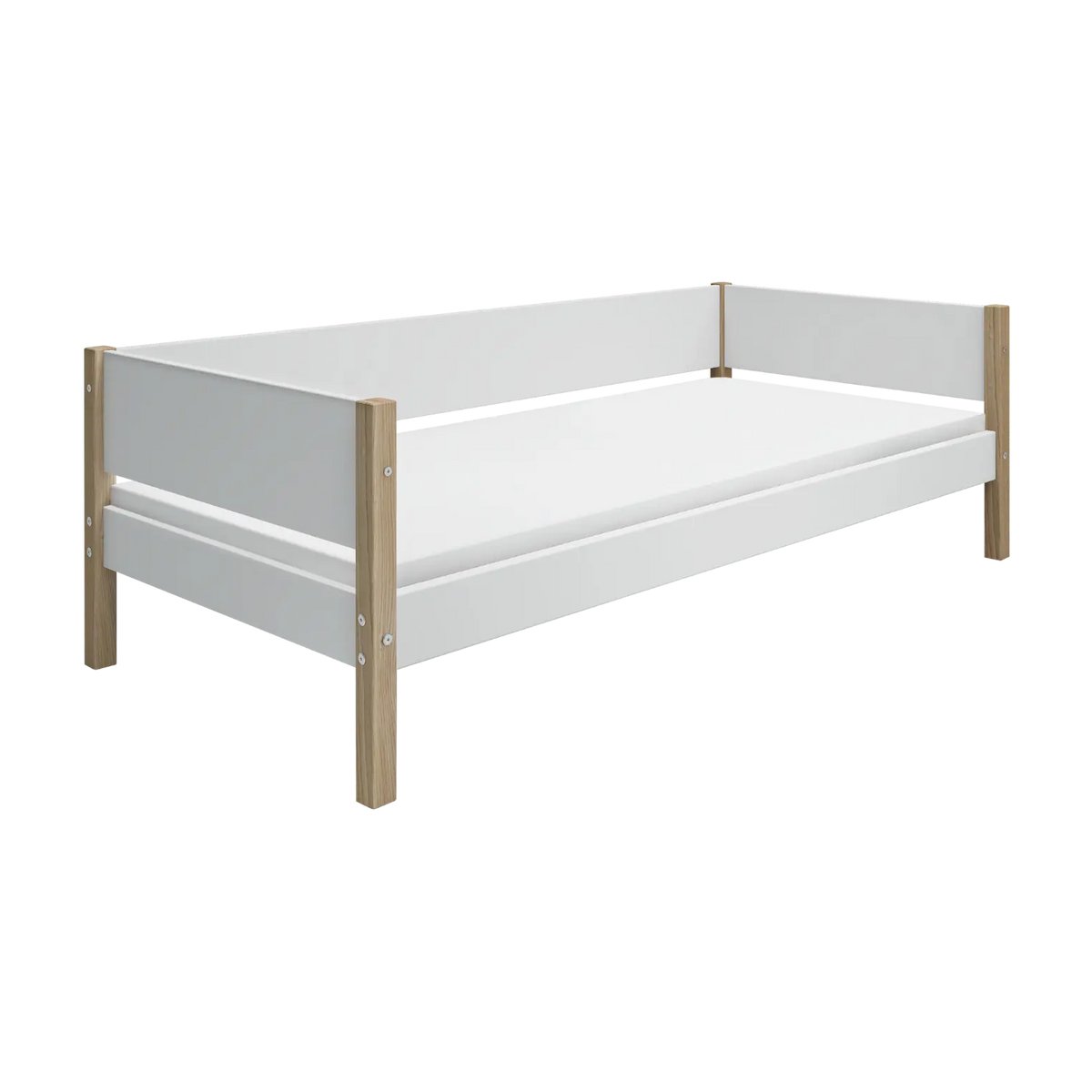 Lit pour enfant à barreaux en chêne naturel et bois blanc 208x99,3x66,5cm Nor - Flexa — vue 4