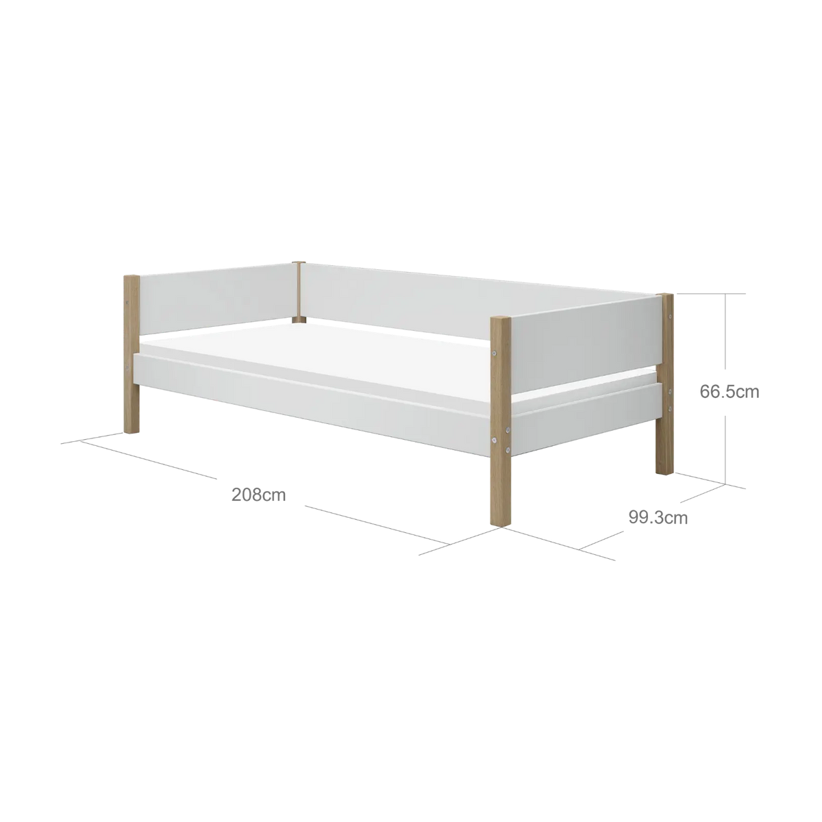 Lit pour enfant à barreaux en chêne naturel et bois blanc 208x99,3x66,5cm Nor - Flexa — vue 5