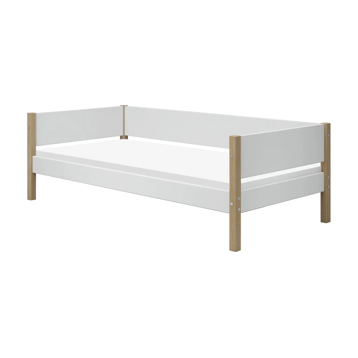 Lit pour enfant à barreaux en chêne naturel et bois blanc 208x99,3x66,5cm Nor - Flexa