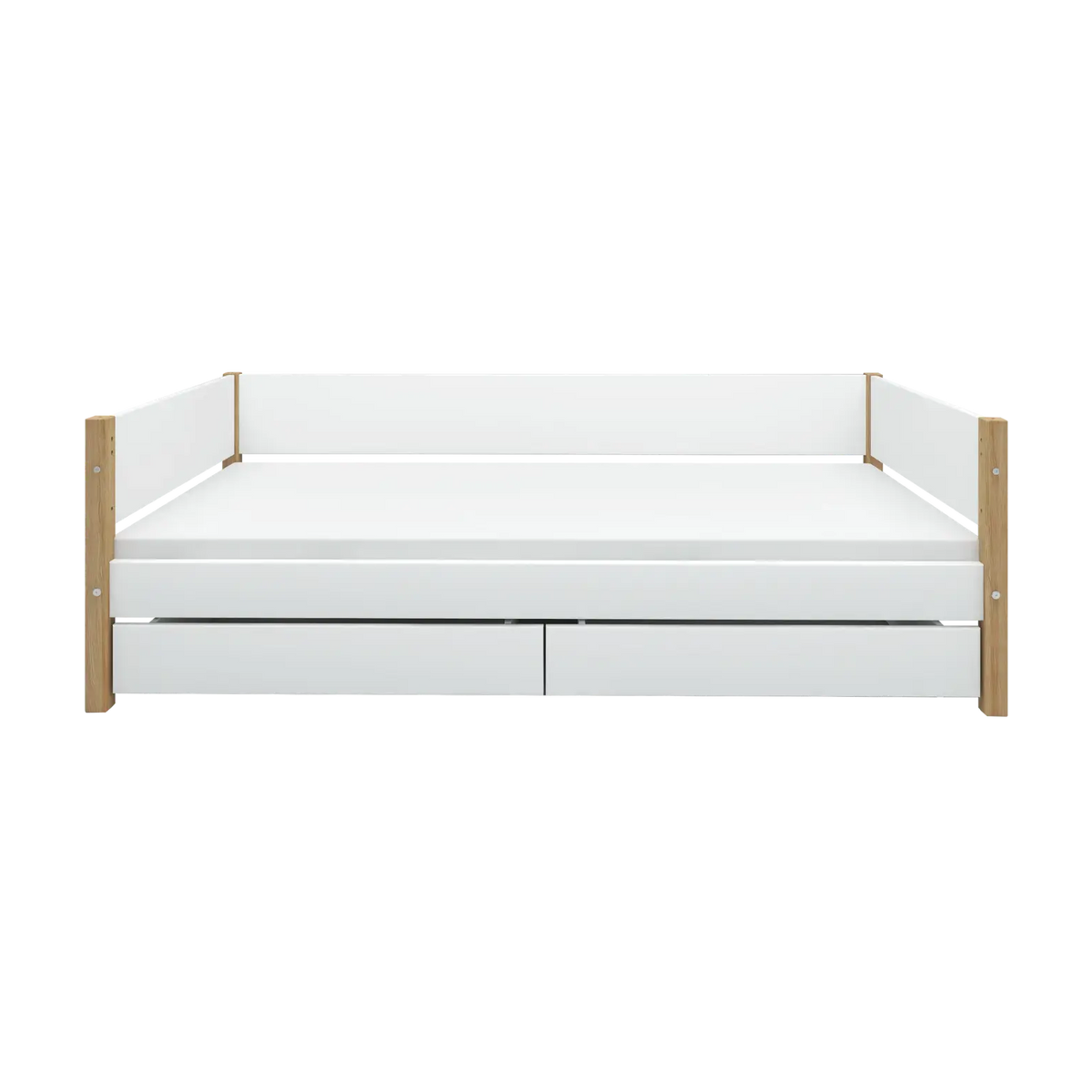Lit pour enfant avec rangements en bois blanc et chêne massif naturel 208x99,3x66,5cm Nor - Flexa — vue 7