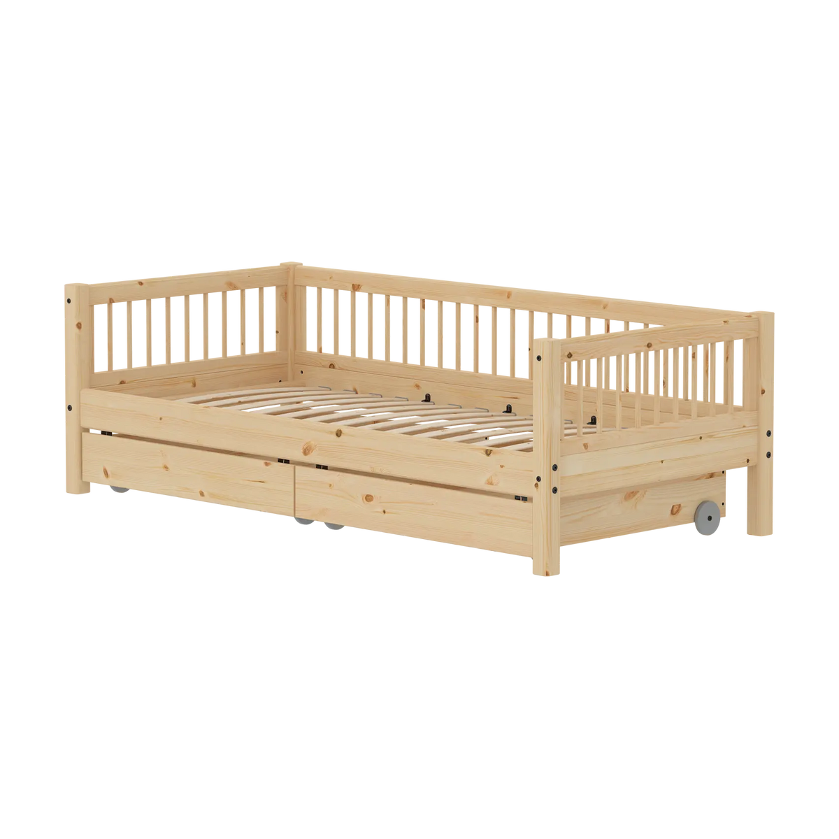 Lit pour enfant avec rangements en pin brut marron 210x100x66,5cm Raw Classic - Flexa