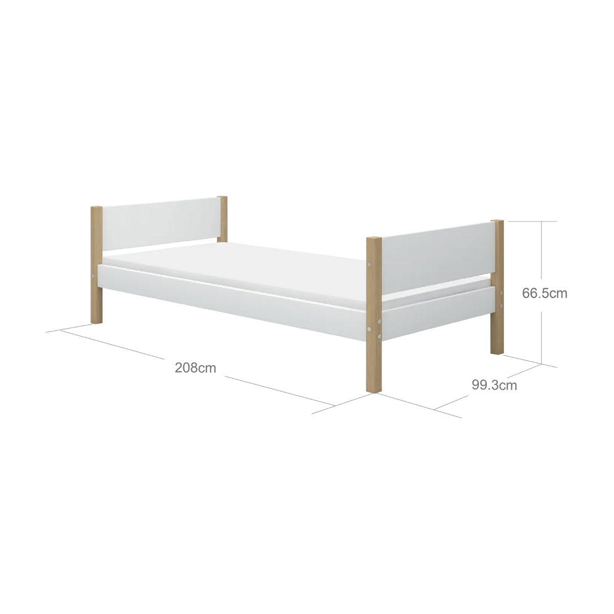 Lit pour enfant en chêne naturel et bois blanc 208x99,3x66,5cm Nor - Flexa — vue 7