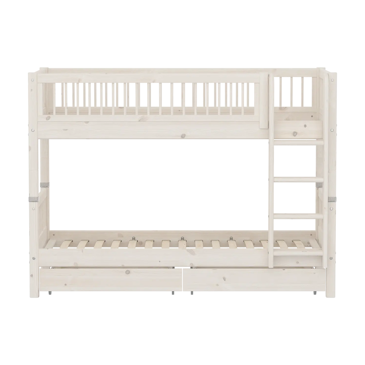 Lit superposé pour enfant avec rangements en bois de pin blanc 210x110x154cm Classic - Flexa — vue 2