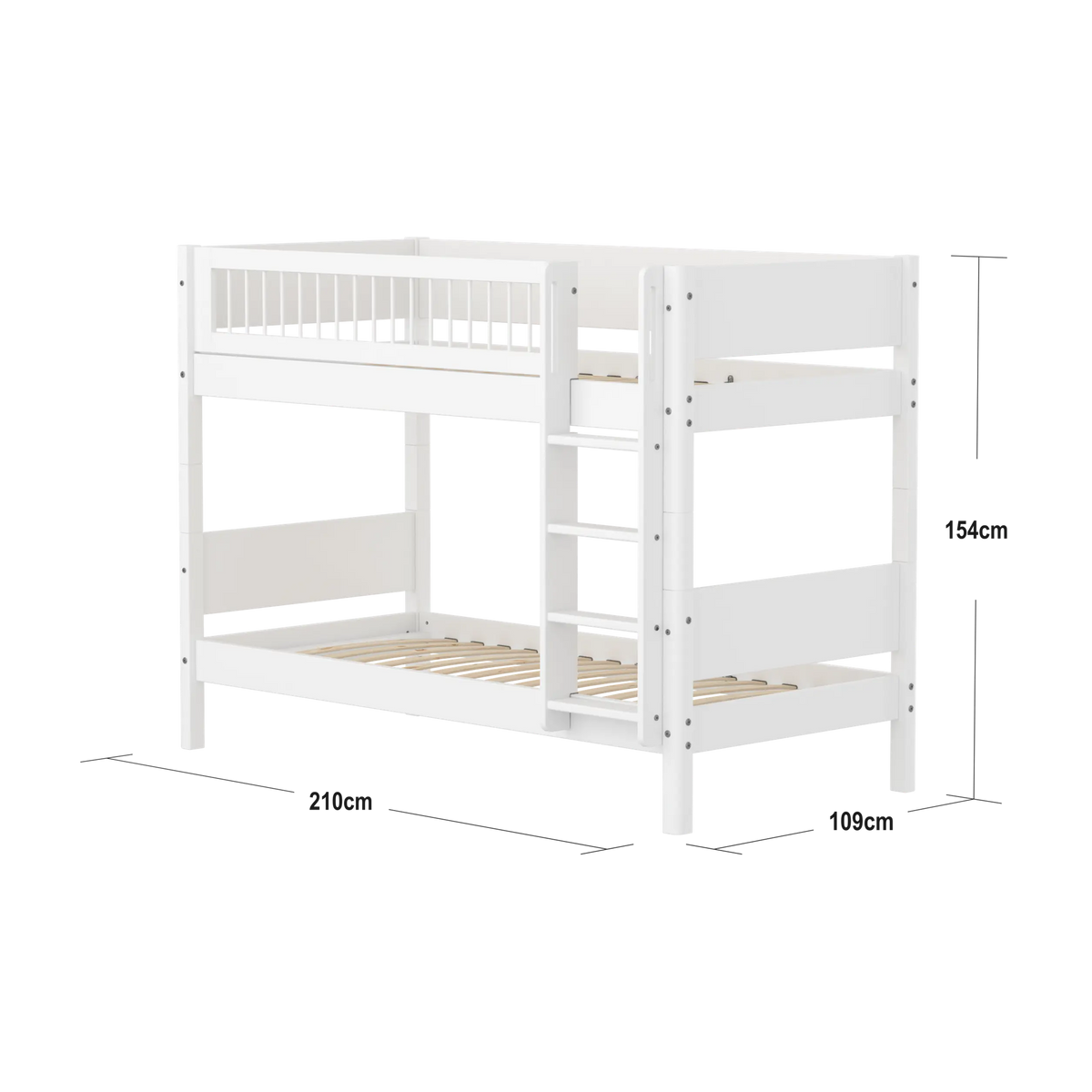 Lit superposé pour enfant en bois blanc 210x109x154cm White - Flexa — vue 5