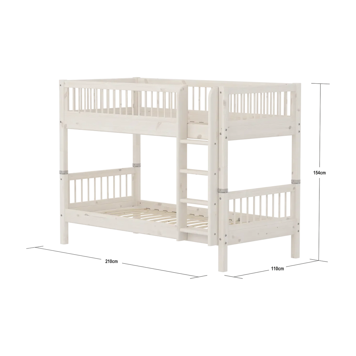 Lit superposé pour enfant en bois de pin massif blanc 210x110x154cm Classic - Flexa — vue 4