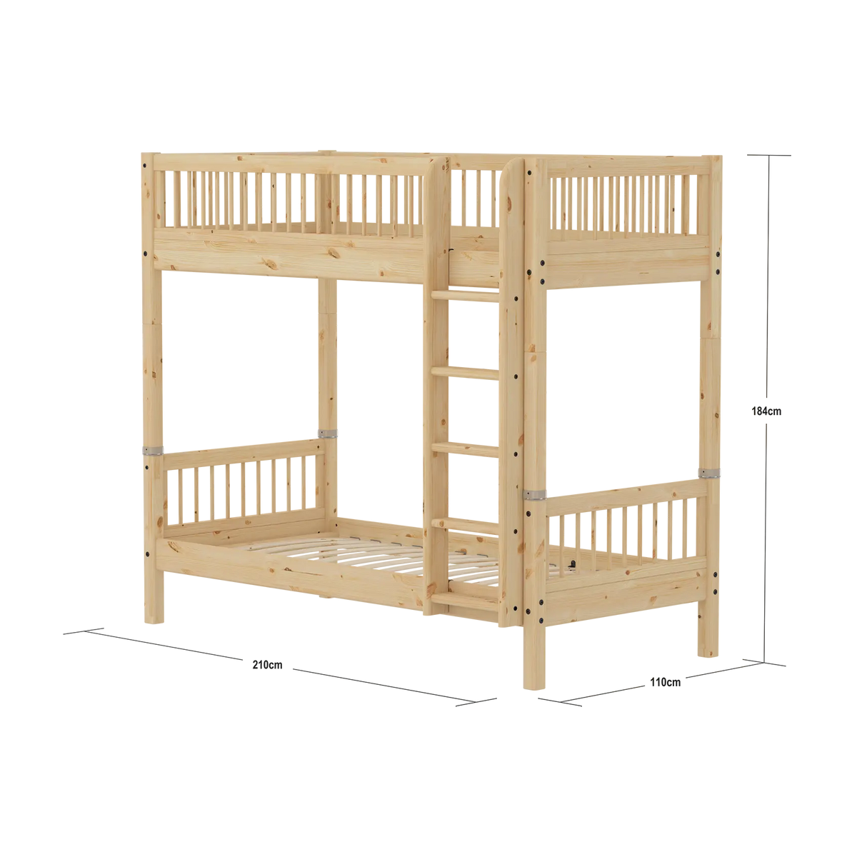 Lit superposé pour enfant en pin brut marron 209,3x110x184cm Raw - Flexa — vue 6