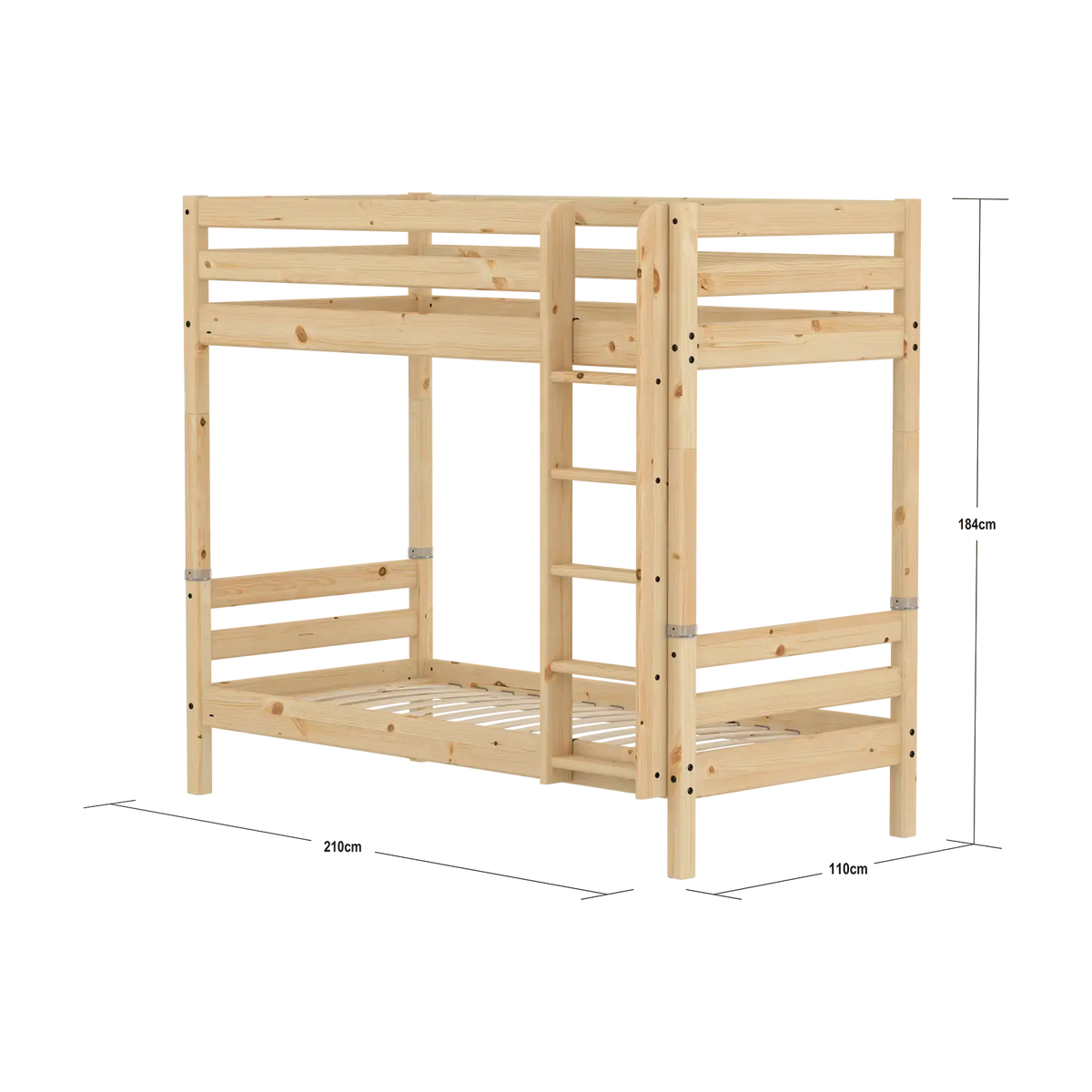 Lit superposé pour enfant en pin brut naturel marron 209,3x110x184cm Raw - Flexa — vue 4