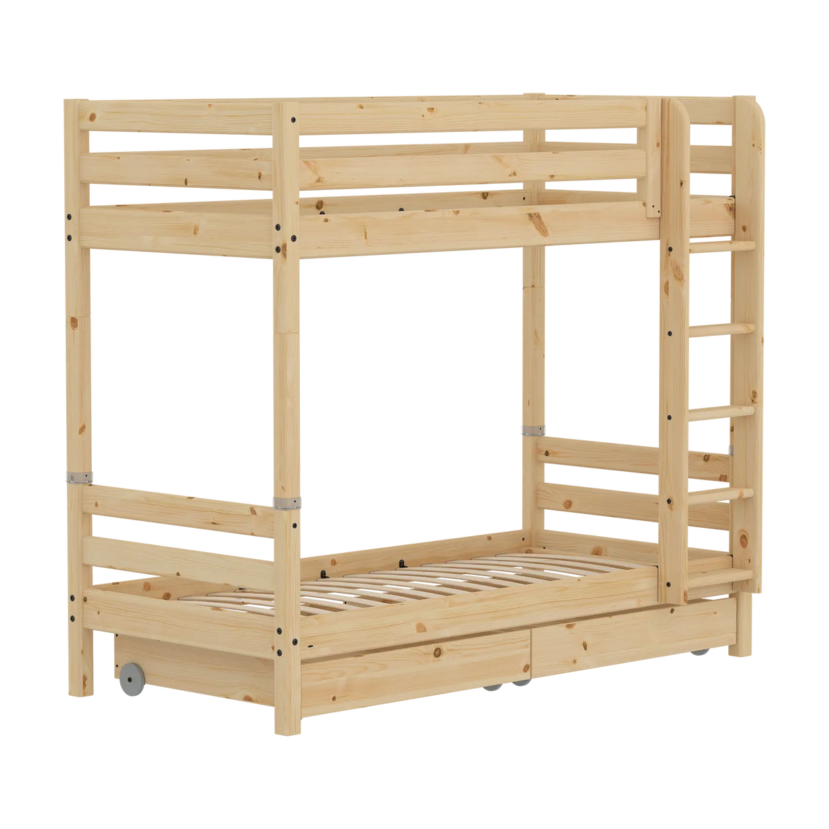 Lit superposé pour enfant en pin massif marron 210x110x184cm Raw Classic - Flexa — vue 3