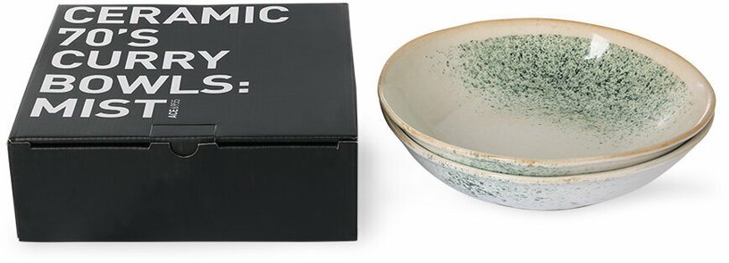 Lot de 2 bols de curry vert en céramique 70's - HKliving - The Cool Republic