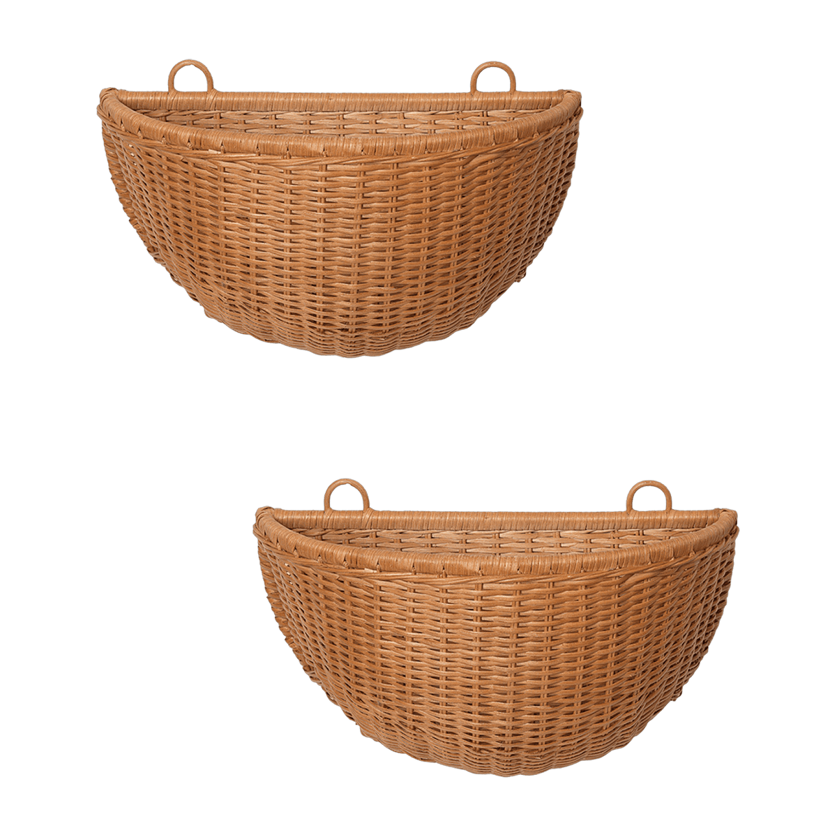Lot de 2 paniers muraux tressés en rotin marron - Ferm living - The Cool Republic