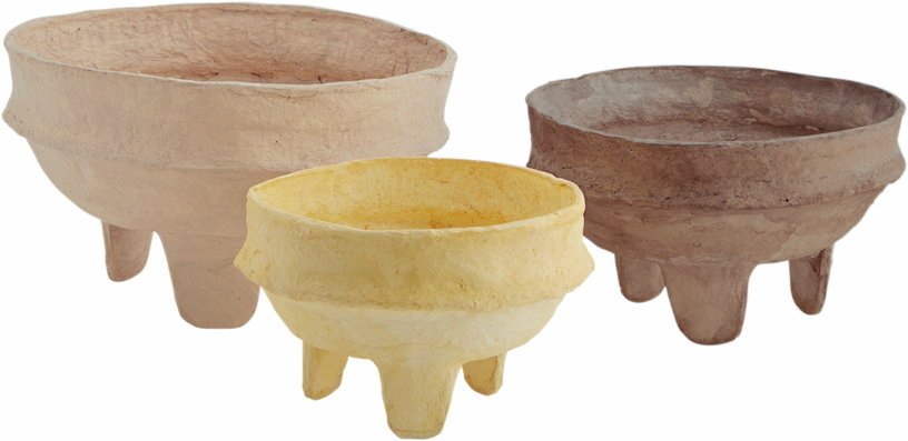 Lot de 3 bols en pâte de papier faits à la main - Madam Stoltz - The Cool Republic