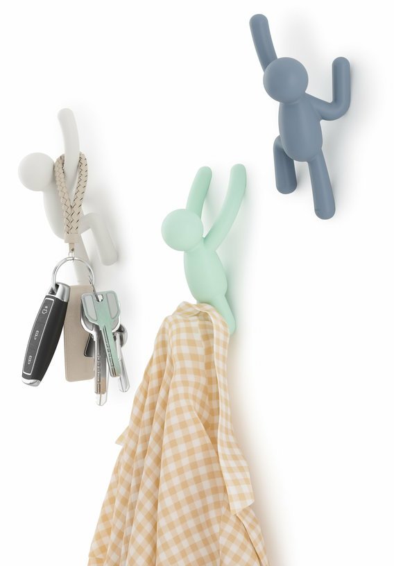 Lot de 3 crochets muraux en polypropylène bleus Buddy - Umbra - The Cool Republic