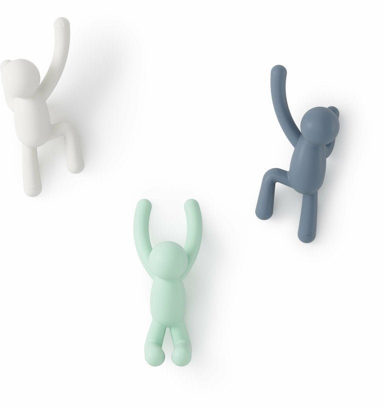 Lot de 3 crochets muraux en polypropylène bleus Buddy - Umbra - The Cool Republic