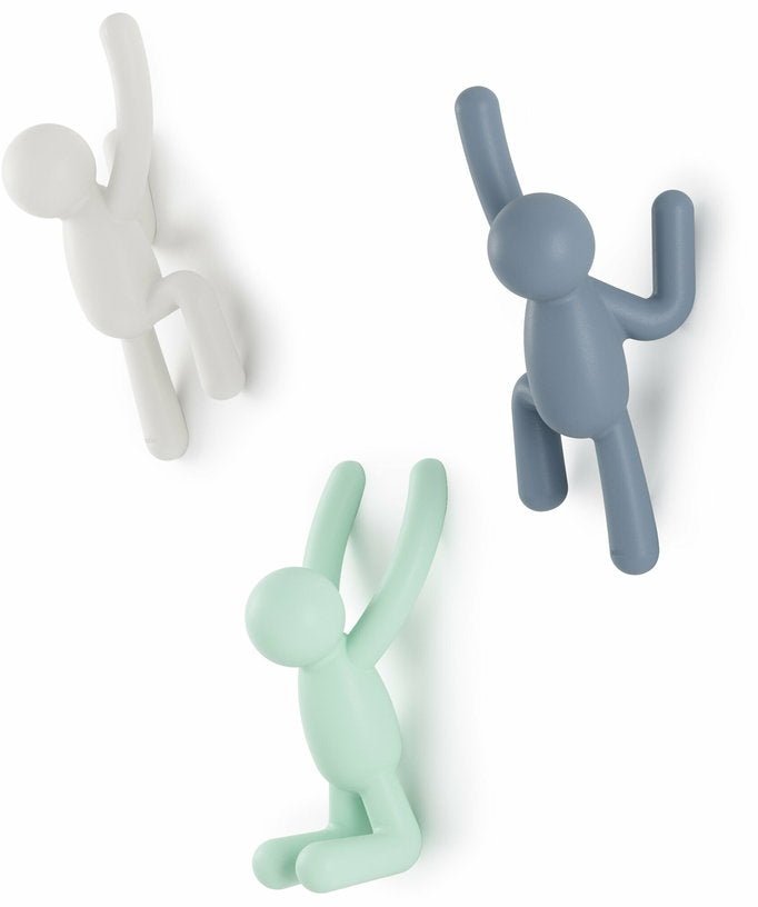 Lot de 3 crochets muraux en polypropylène bleus Buddy - Umbra - The Cool Republic