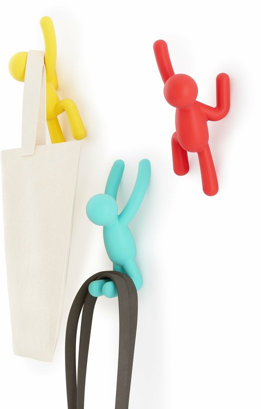 Lot de 3 crochets muraux en polypropylène multicolores Buddy - Umbra - The Cool Republic