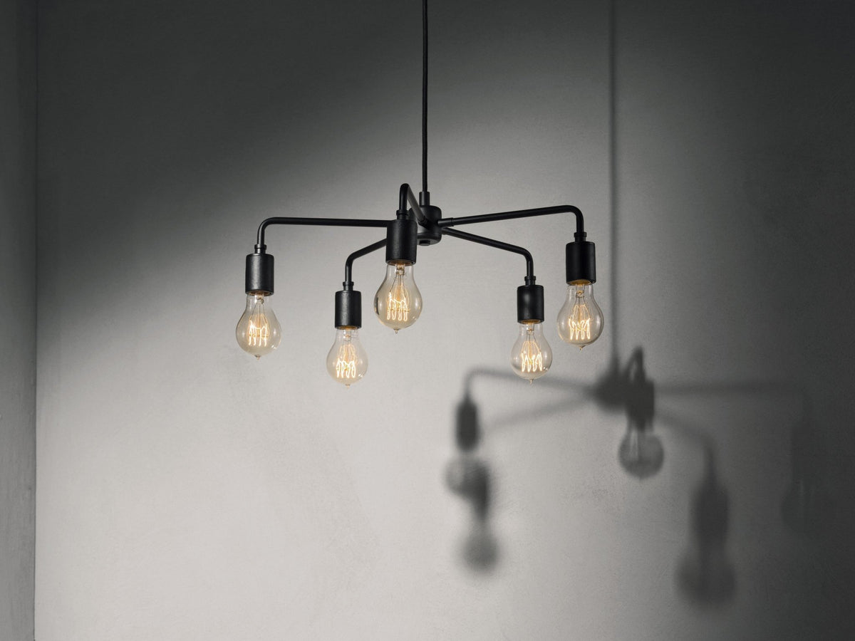 Lustre 5 branches Leonard noir 46 cm - Audo - The Cool Republic