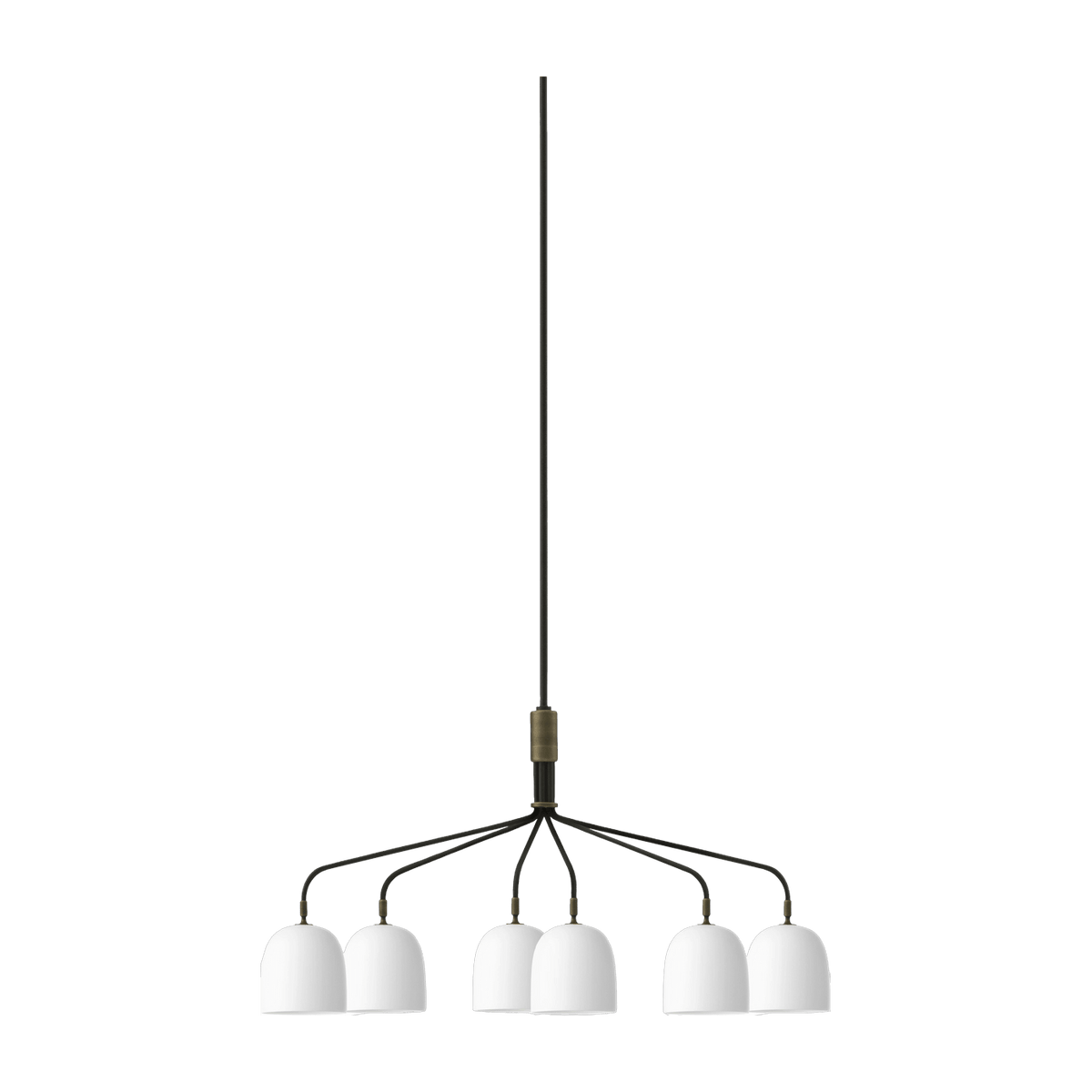Lustre à 6 bras blanc base noire 16 cm Howard Chandelier - Gubi - The Cool Republic