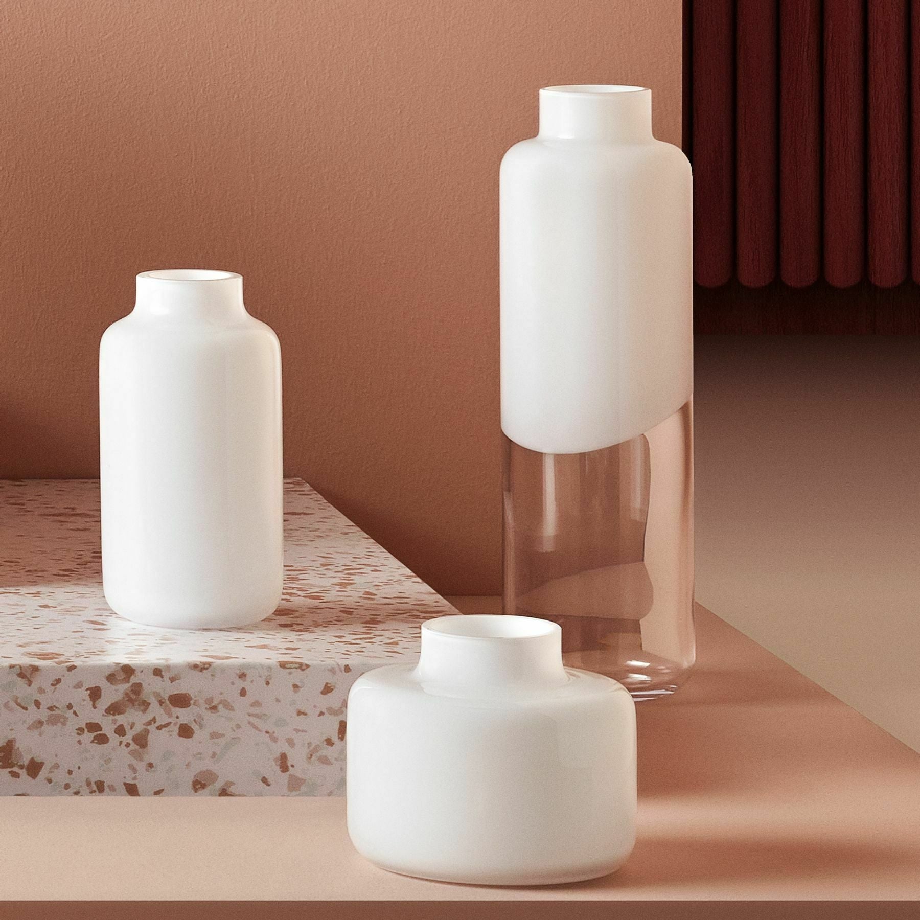 Magnolia Mini Vase Medium Blanc Opal - Nude Glass - The Cool Republic