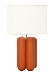 Grande lampe en bois et lin corail Charlotte - Cosin Paris