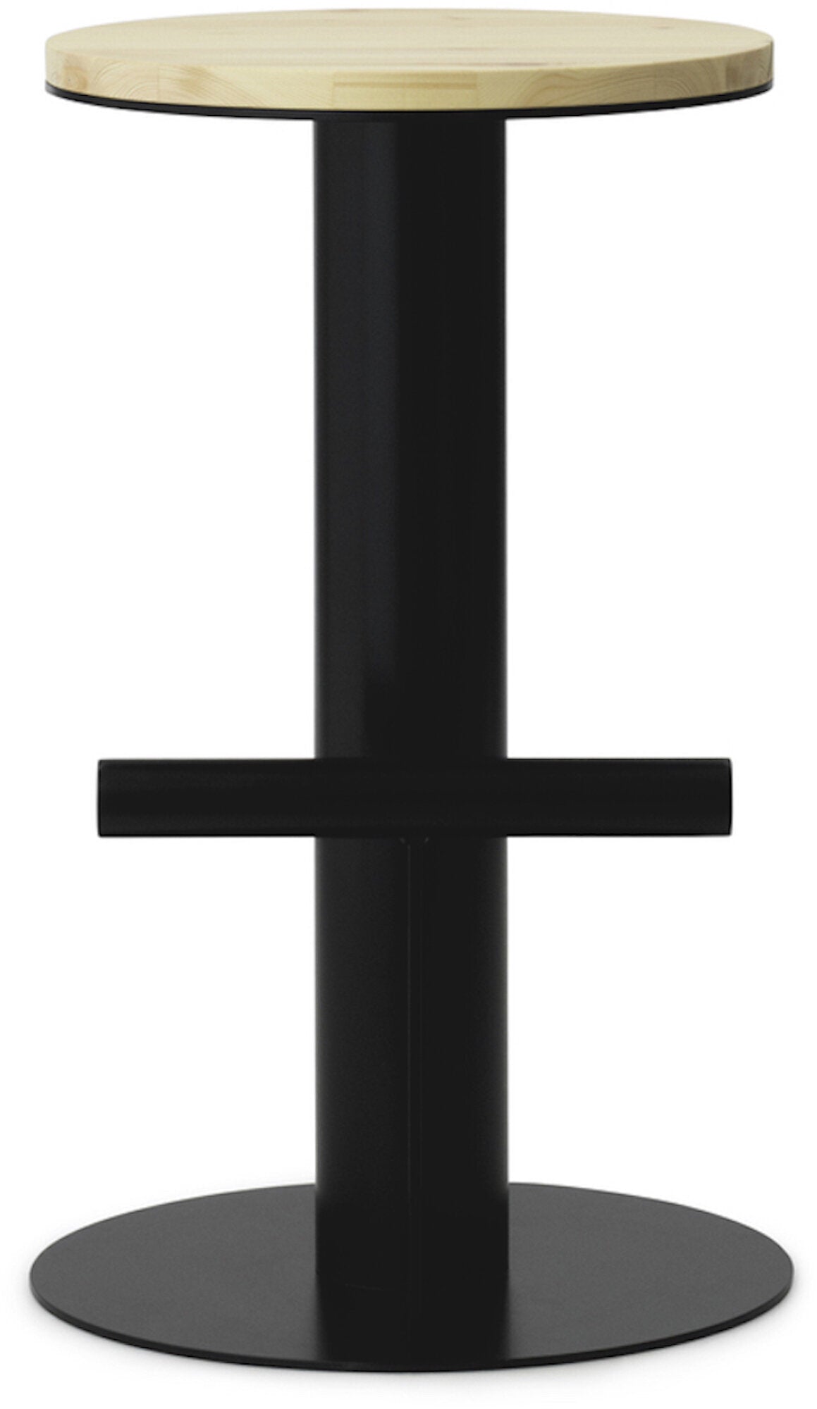 Bar stool in pine wood and black steel 65 x 40 cm Pole - Normann Copenhagen