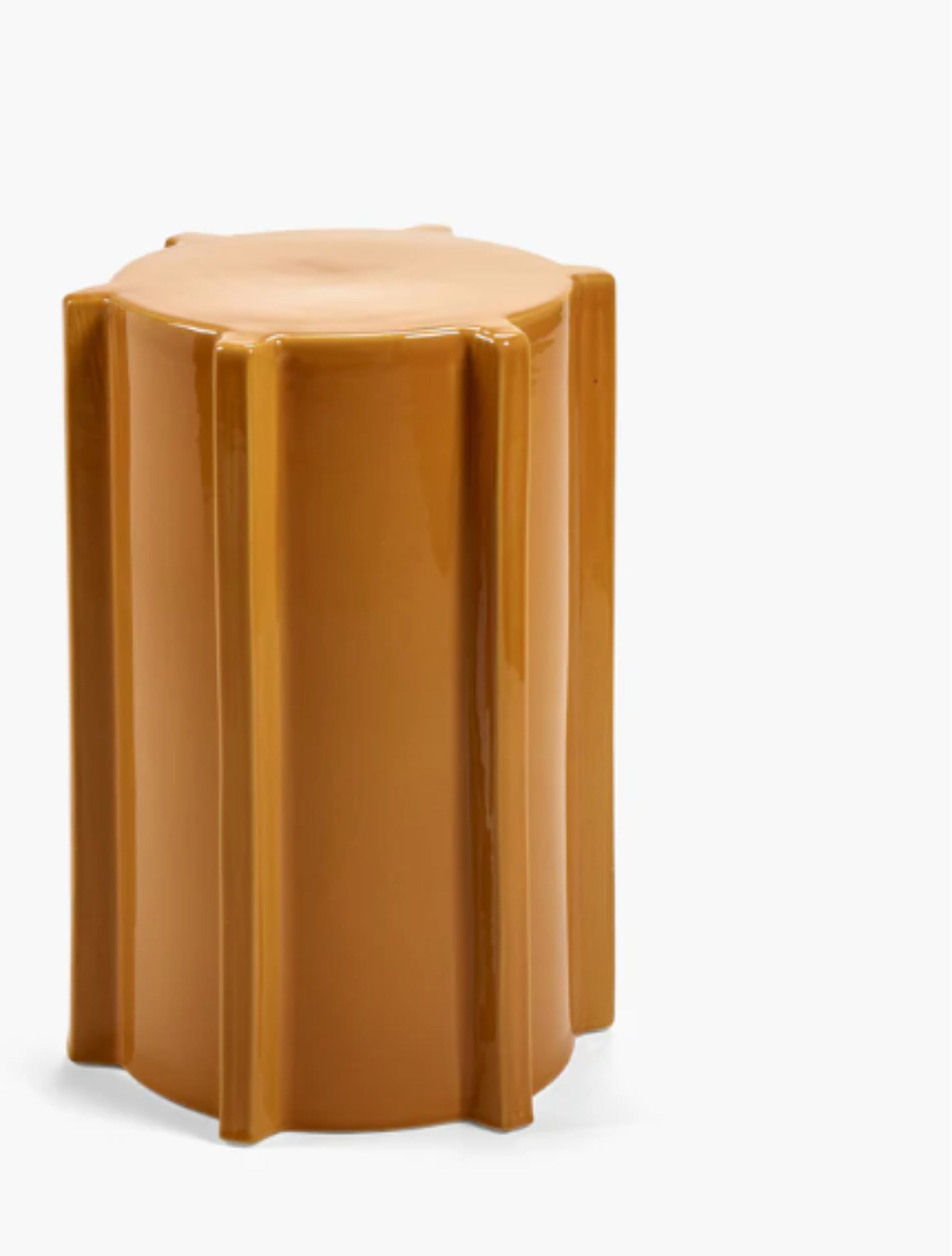 Mesa auxiliar geométrica en gres lacado ocre 31,3x45,4 cm Pawn - Serax