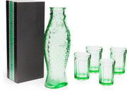Fish&Fish jarra y 4 vasos de cristal verde transparente - Serax