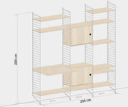 Etagère modulable en acier blanc et frêne 200 x 200 x 30 cm Build Your Own - String furniture