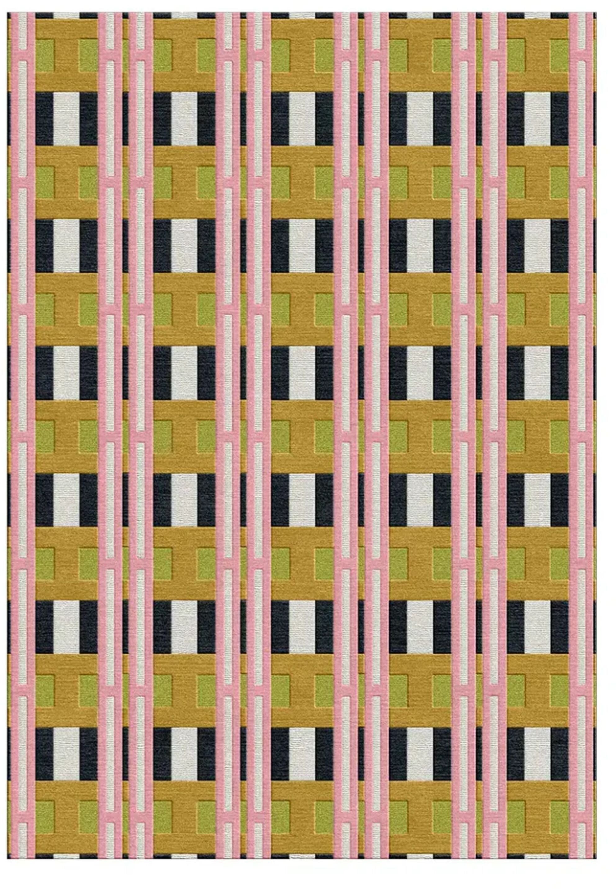 Tapis en laine et soie végétale rose et moutarde 230x160cm Alexia - Son tapis