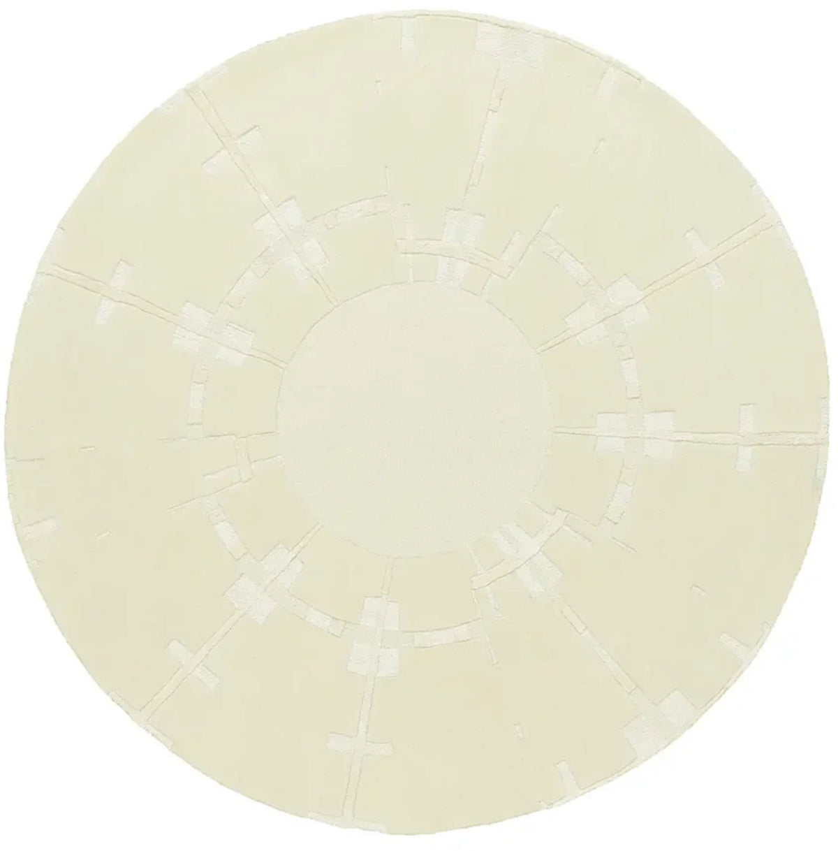 Tapis rond en laine et soie relief crème 200cm Rodolphe - Son-Tapis