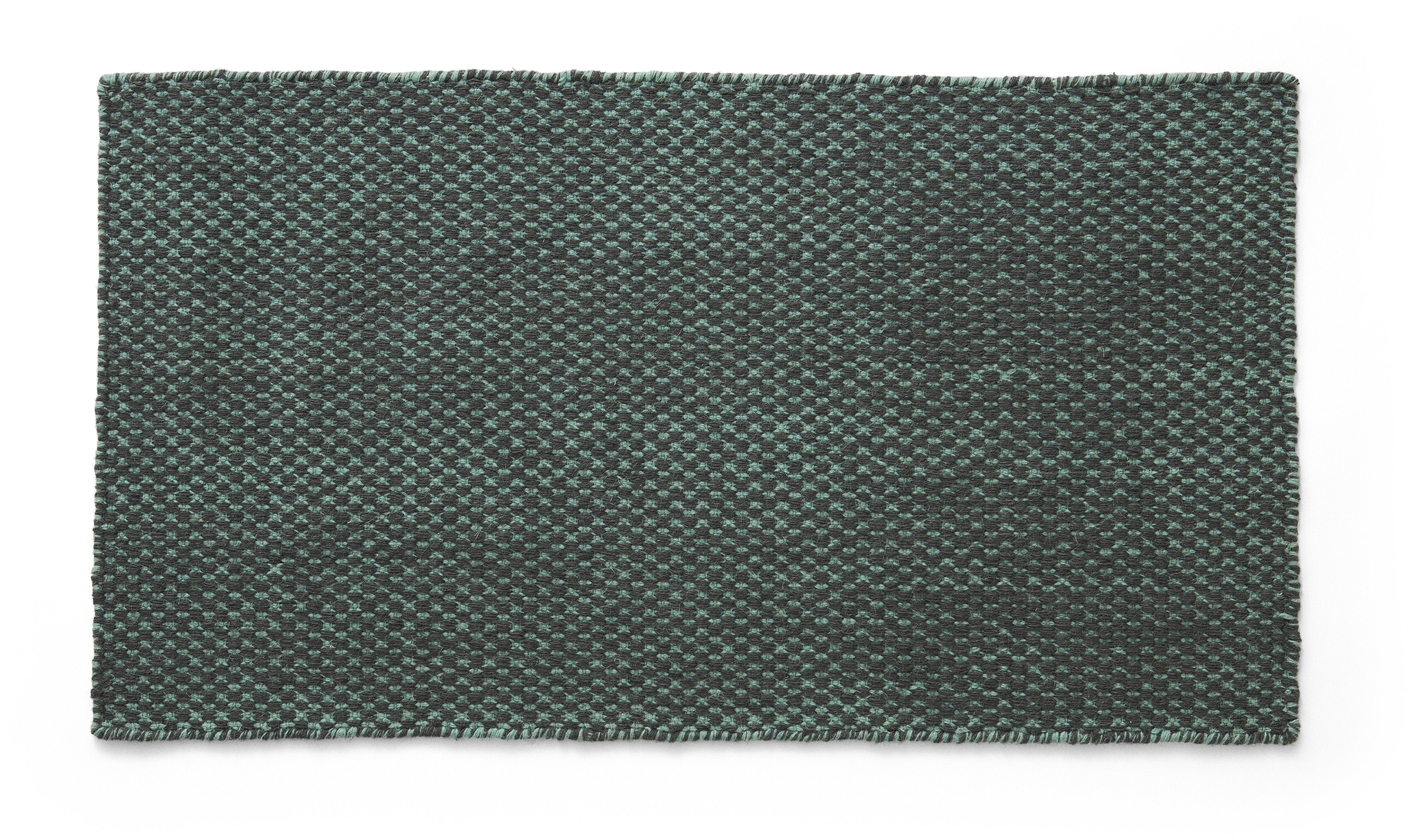 à la Tappeto rettangolare in lana intrecciata color smeraldo 95x52cm Moiré - Hay