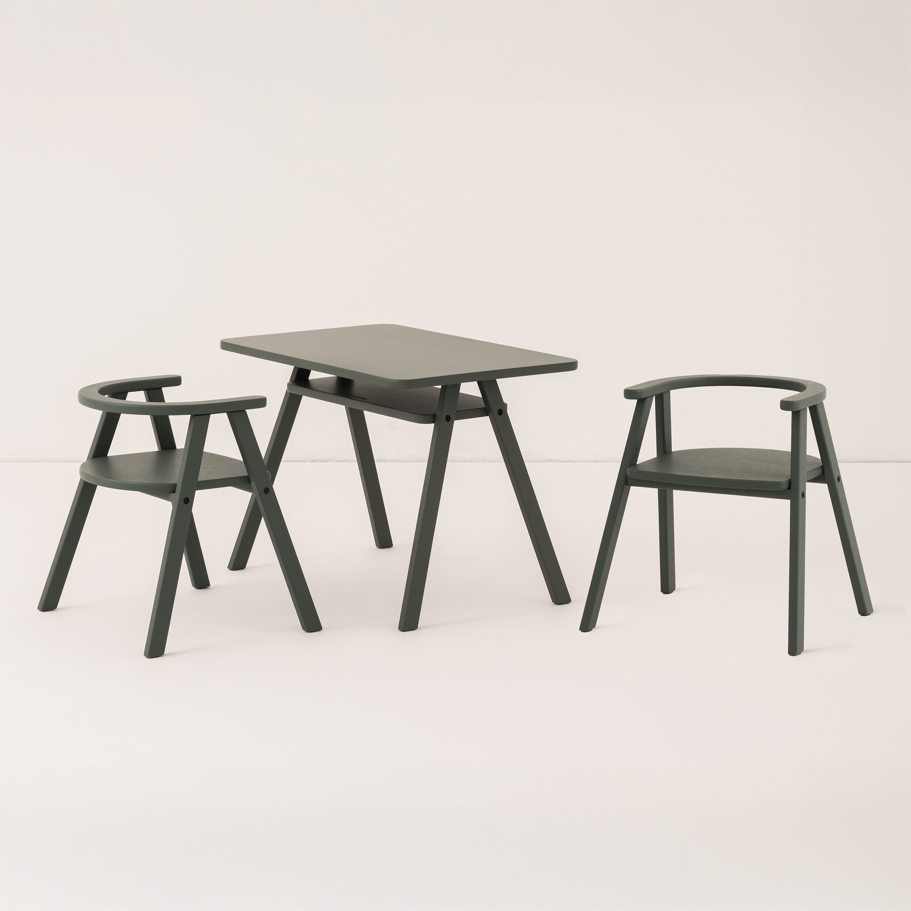 Ensemble bureau Growing Green tavolo per bambini con 2 sedie in faggio massiccio verde intenso - Nobodinoz