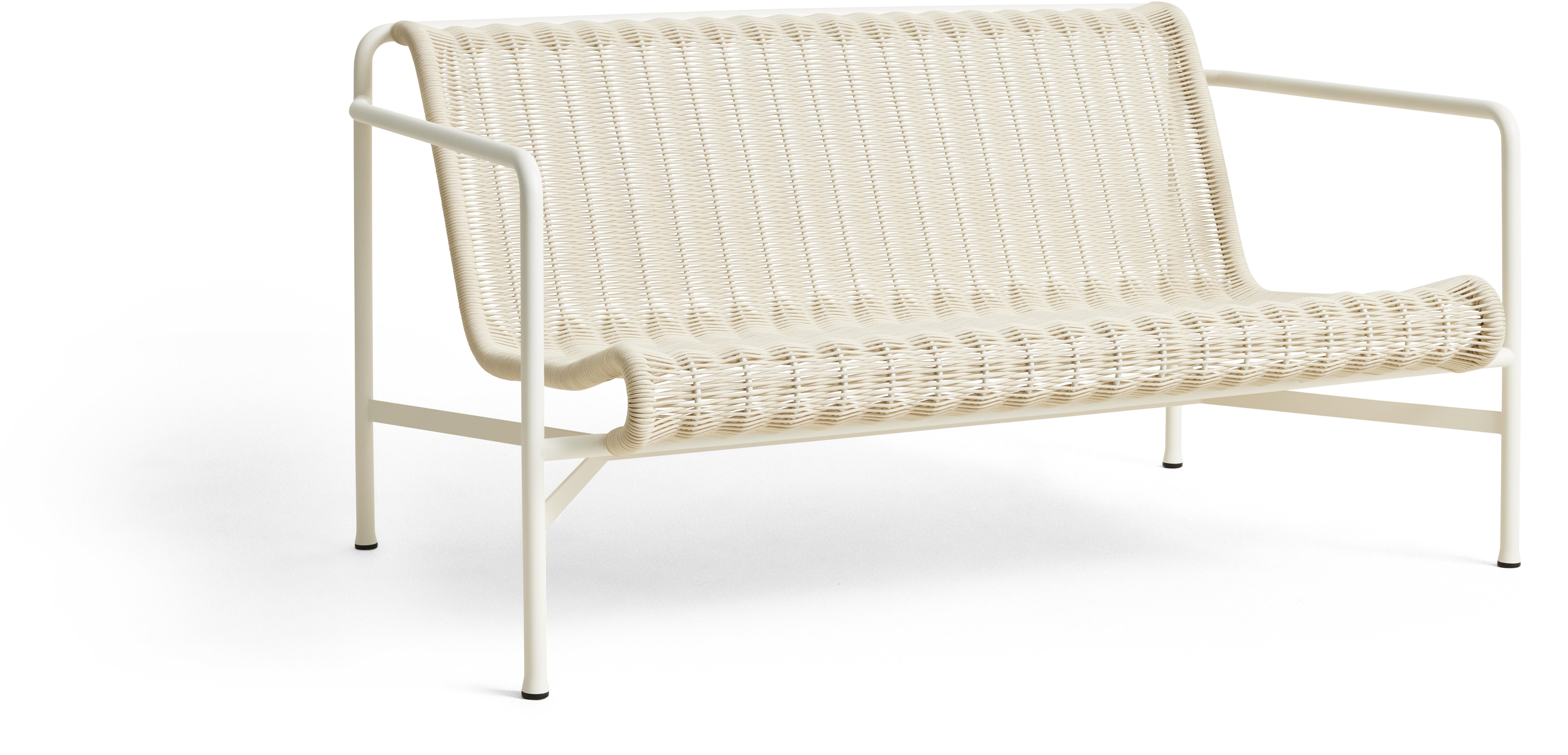 Canapé de salon extérieur en corde et acier crème 139x88x70cm Palissade - Hay